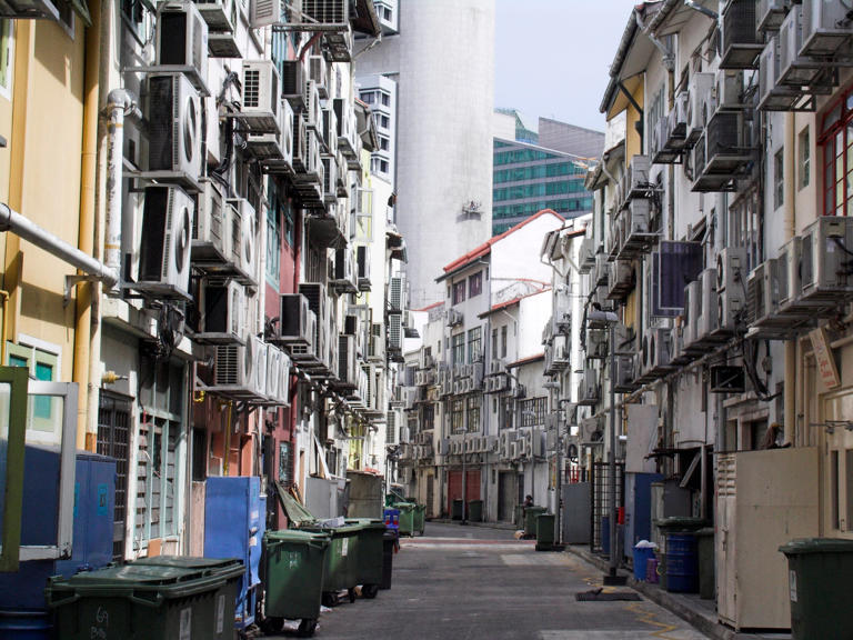 Dozens of air conditioners are seen on the rear of buildings Singapore. The city state has among the highest per capita use of air conditioners in the Asia-Pacific region. Photo: Education Images/Universal Images Group/Getty Images