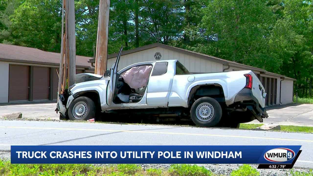 Crash into utility pole in Windham brings down wires