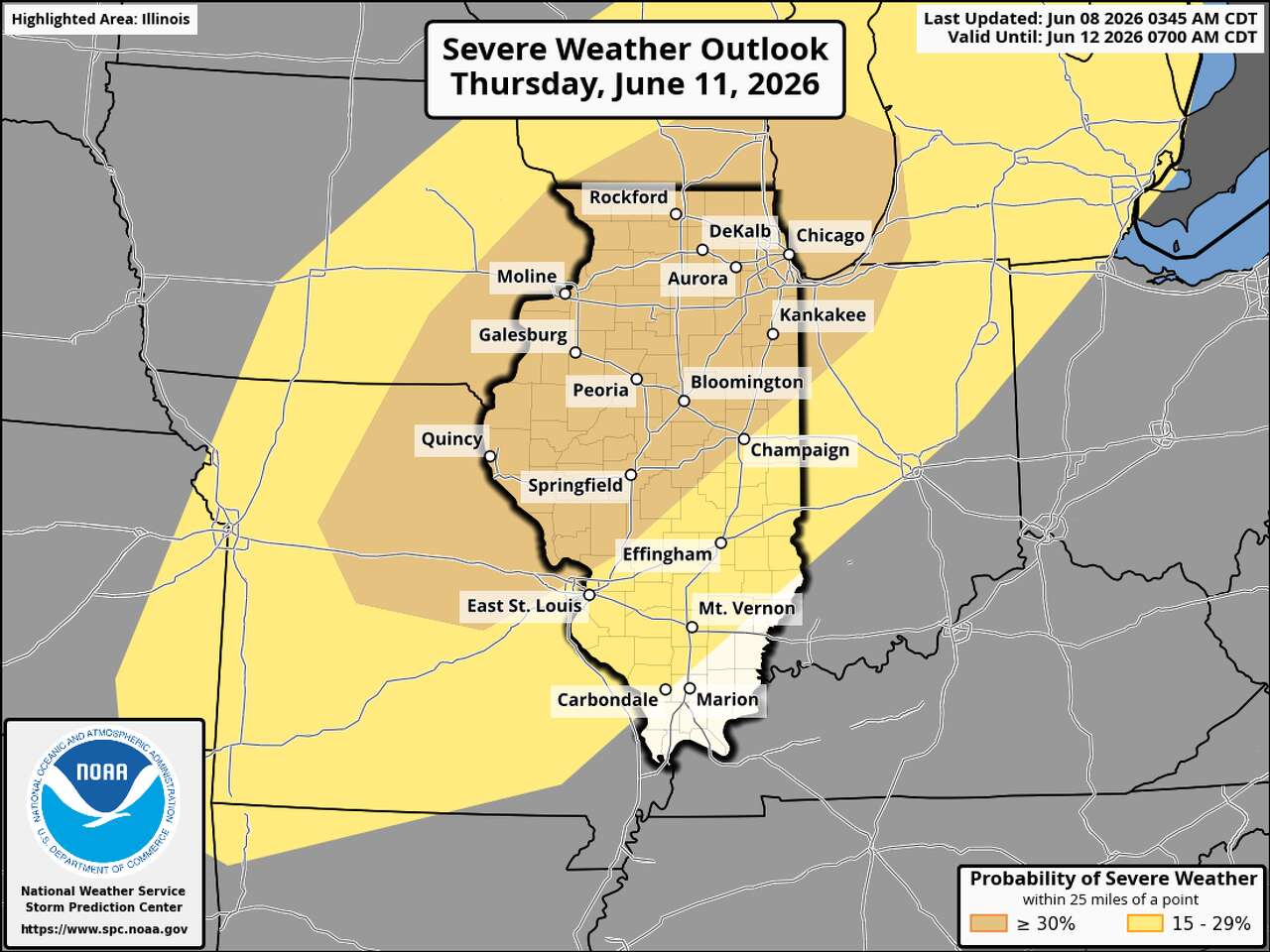 Severe weather likely this week in Illinois with rare day 4 enhanced risk