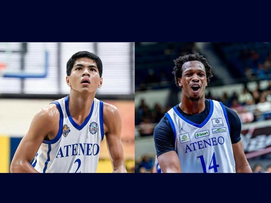 Ateneo men's basketball team members Rene Clert Baterbonia and Divine ...