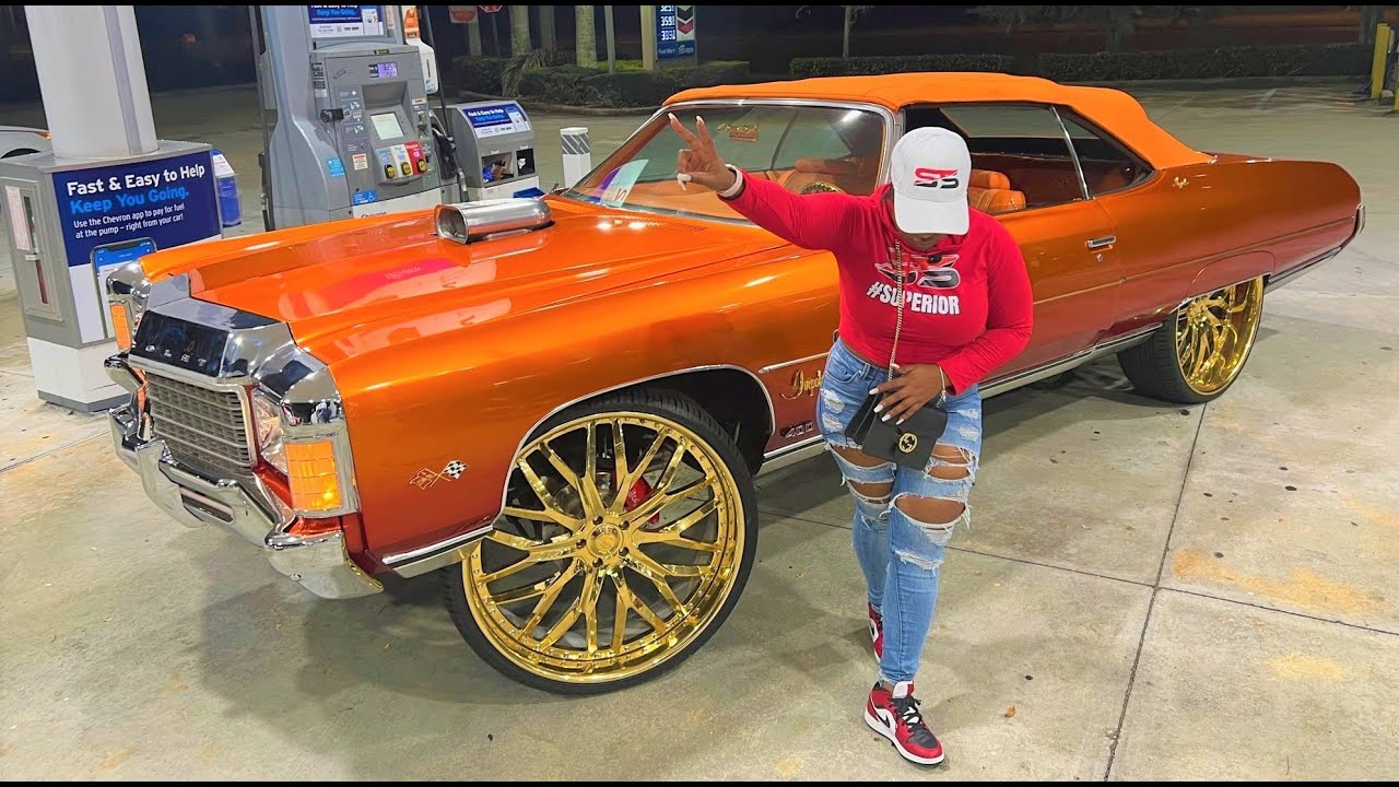 Candy tangerine 71 Chevy Impala vert on gold 28