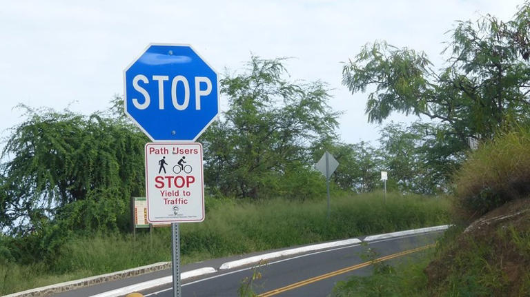 Why are some stop signs blue? Here's what it means
