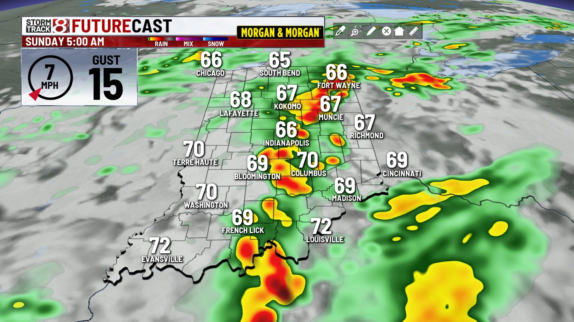 Rain & storm chance through early Sunday PM, bigger storm threat midweek
