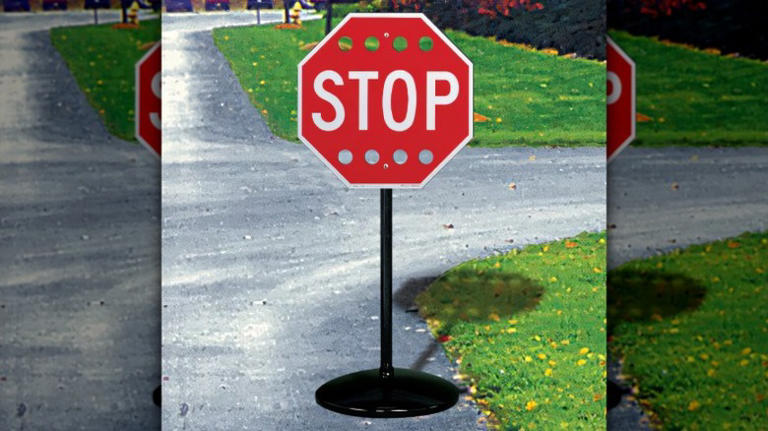 Why are some stop signs blue? Here's what it means