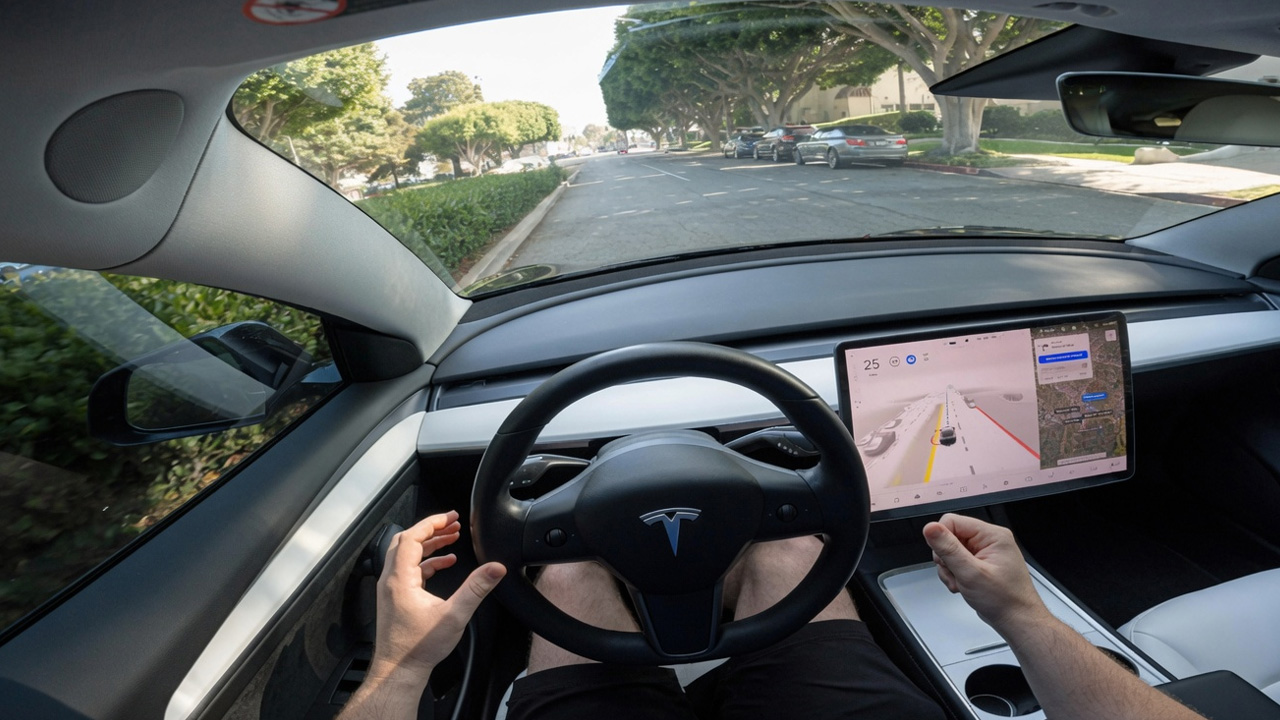 Testing insane Tesla autonomous steering tech in intense traffic