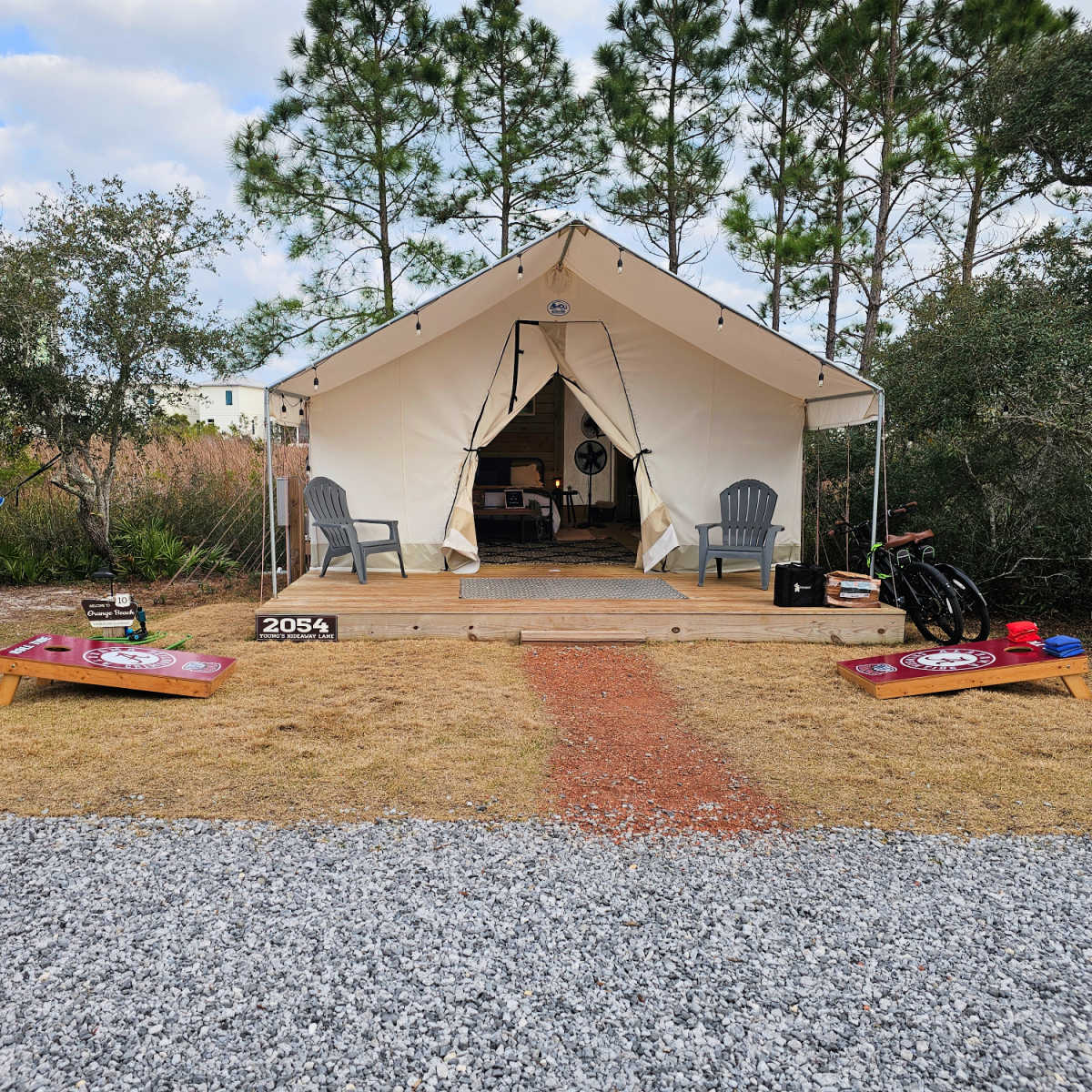 Timberline Glamping tent in Orange Beach, Alabama