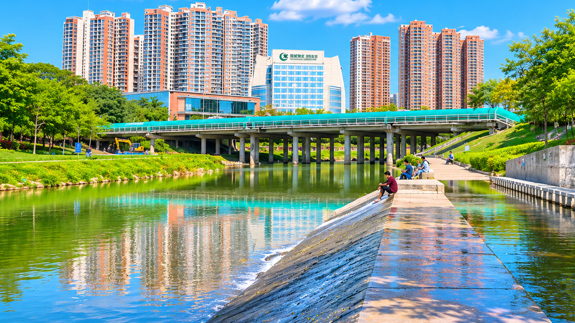 Le canal vert de Chine cache une atmosphère paisible sous les tours d ...