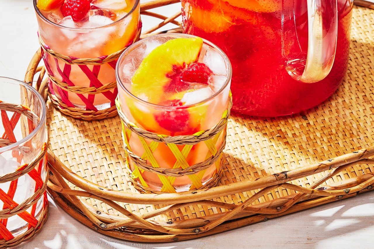 Southern Living Peach Sangria in glasses to serve