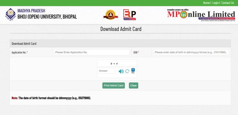 MP BHOJ DELED (ODL) admit card 2026 released at mpbou.mponline.gov.in ...