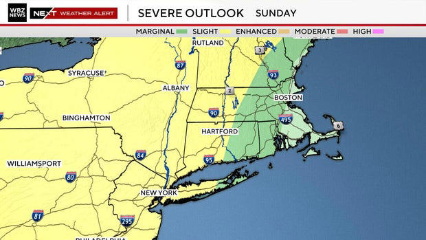 Boston weather forecast maps show chance for severe thunderstorms overnight