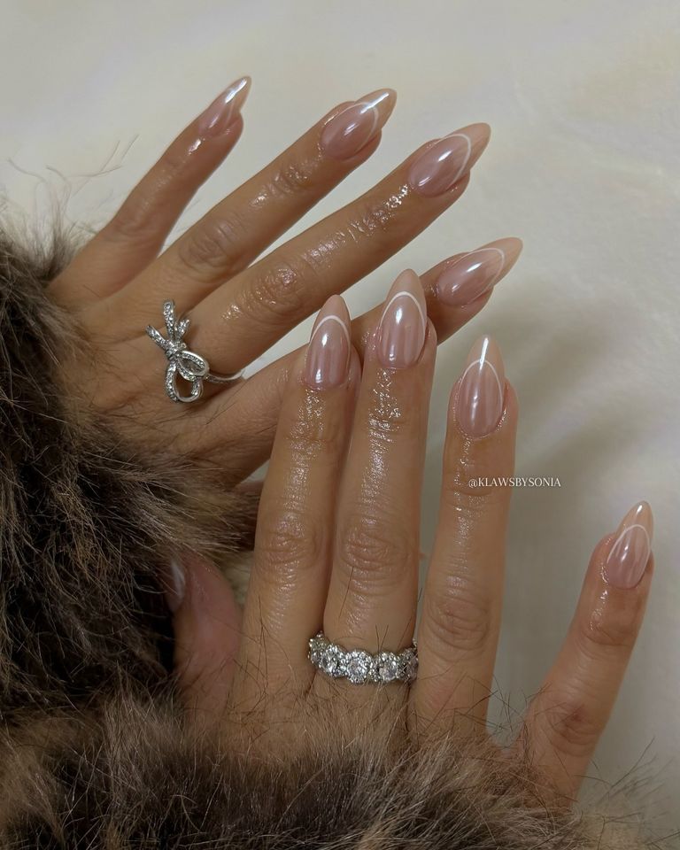 pearl french nails negative space