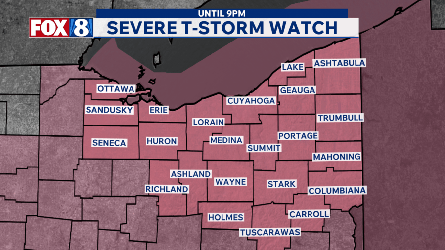 Severe storms pushing through northeast Ohio