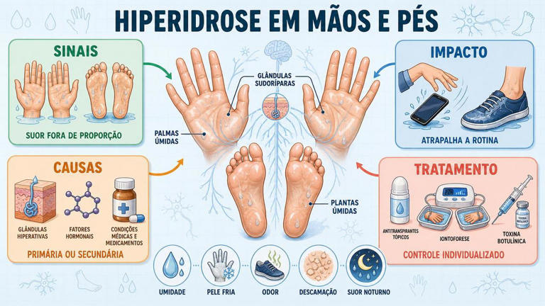 Suor excessivo nas mãos e nos pés durante o dia nem sempre é nervosismo ...