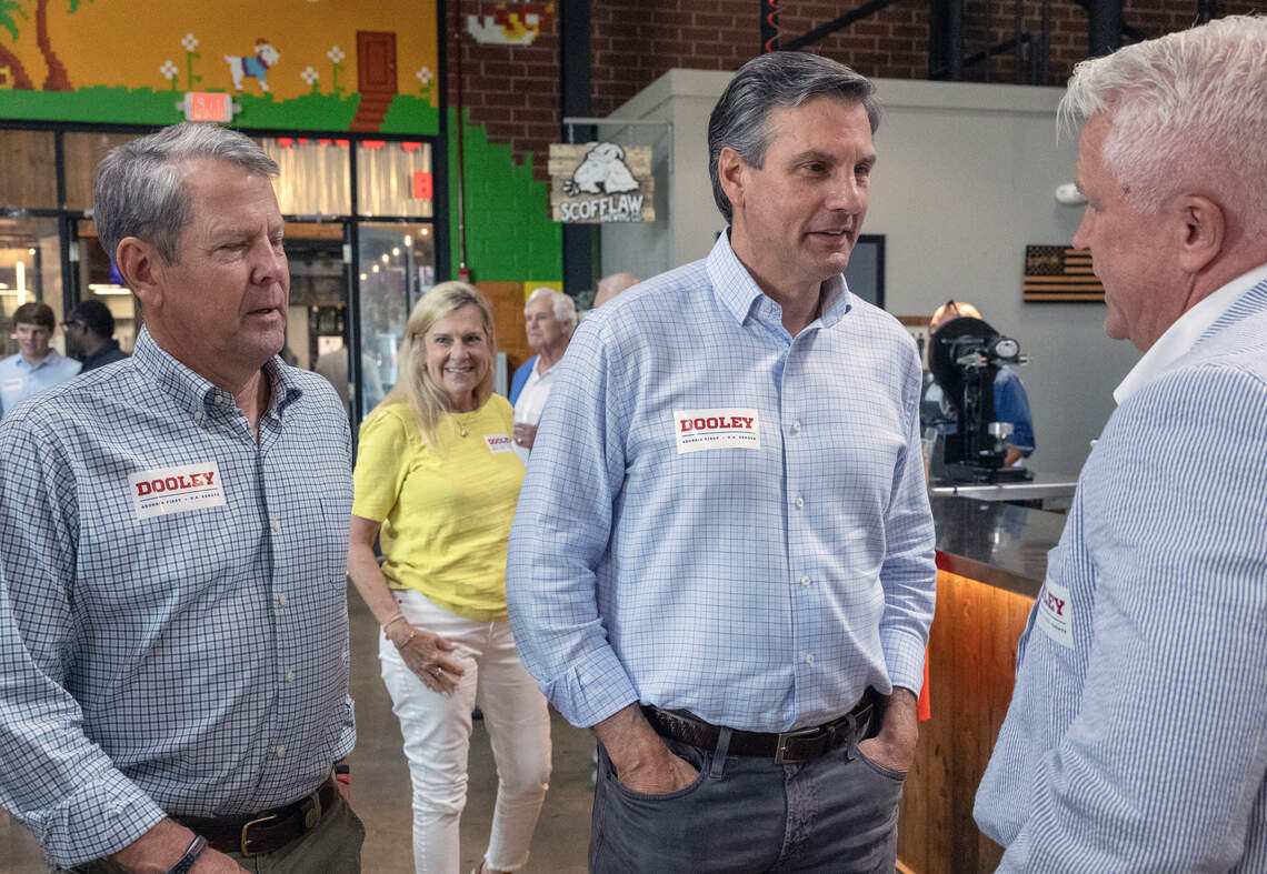 Gov. Brian Kemp, US Senate candidate Derek Dooley make stop in Columbus