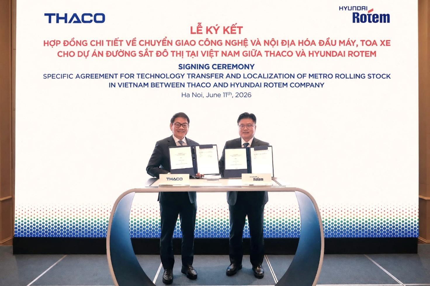 Thaco và Hyundai Rotem thúc đẩy nội địa hóa sản xuất đầu máy toa metro ...