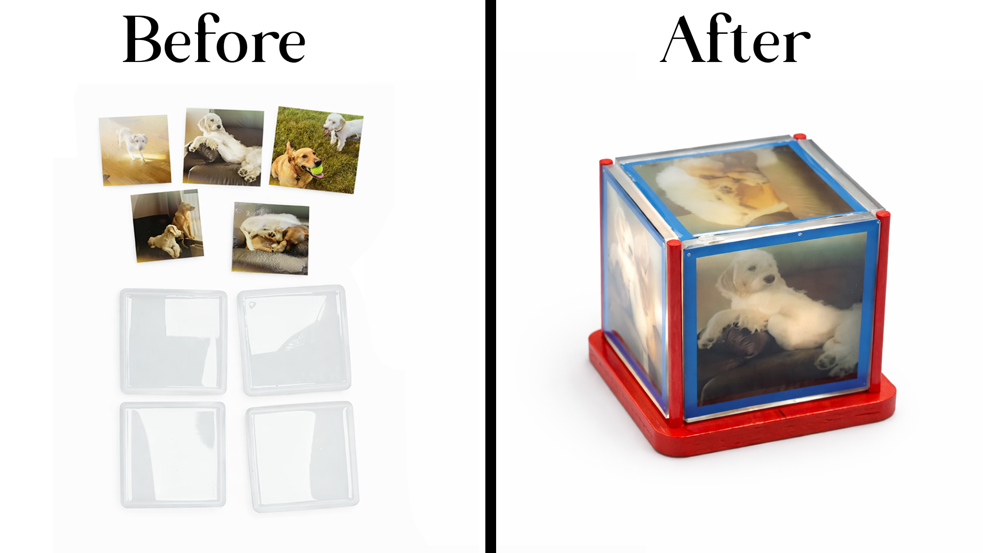 A creative resin build using square coaster moulds