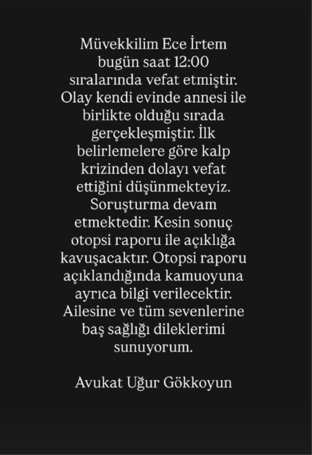 Ece İrtem'in ölüm nedeni belli oldu! Annesi her şeye şahit olmuş