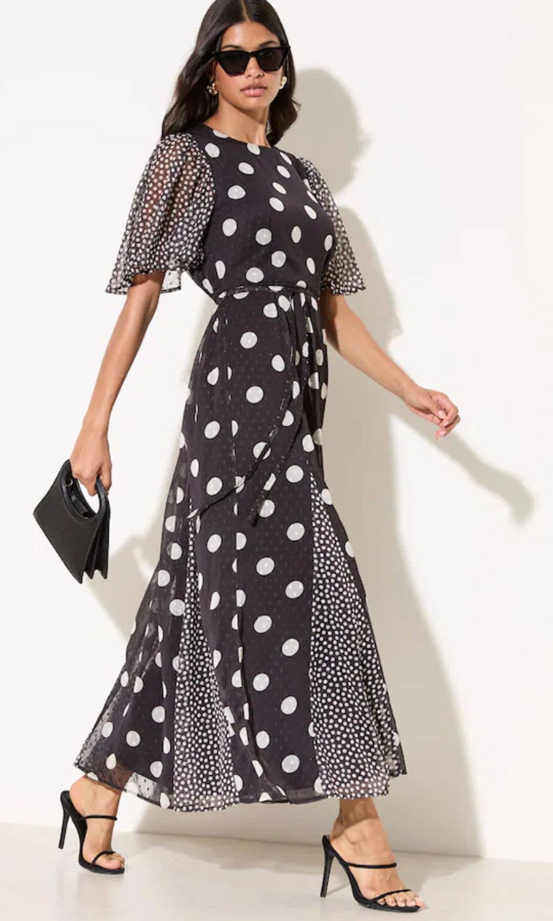 NEXT Polka Dot Floral Belted Dress