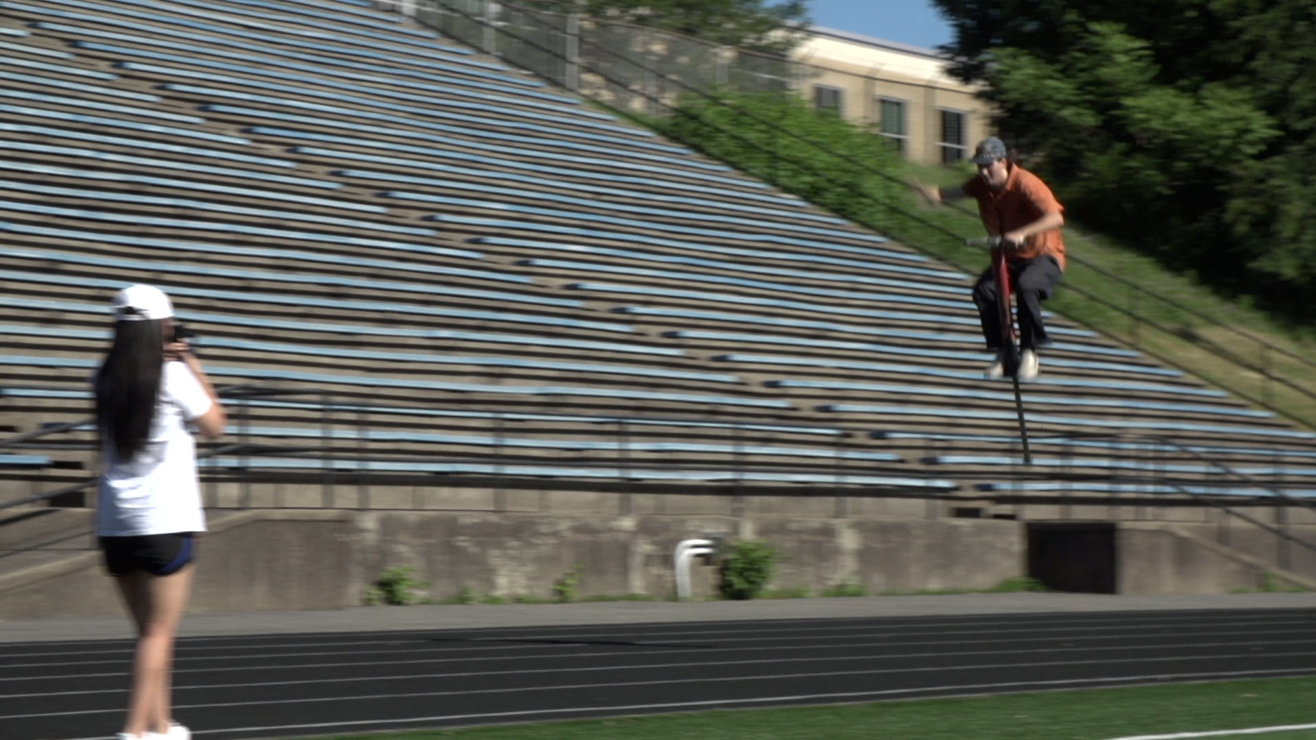 Fastest 100m on a pogo stick - 20.19 seconds by Henry Cabelus