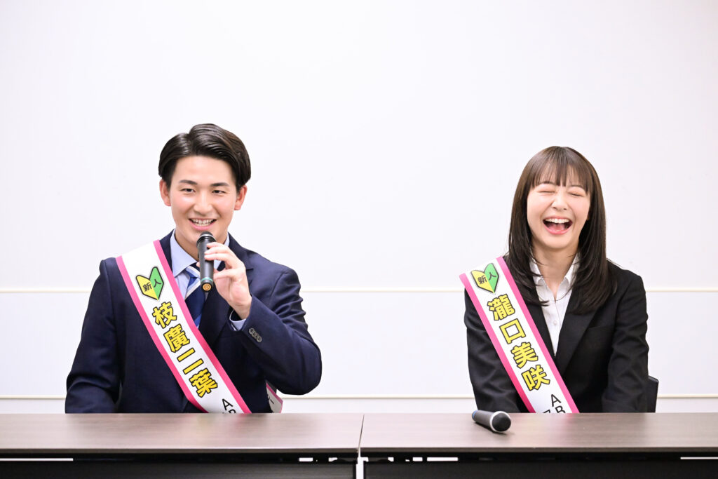 ABCテレビ新人アナウンサーは元応援団長「熱い男」枝廣二葉と、女性アナNo.1高身長「大型新人」の瀧口美咲 堂々アピール!