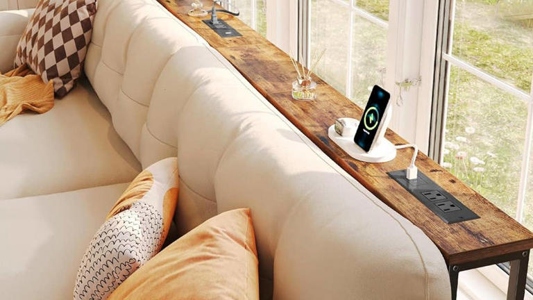 Amazon is selling a sofa table with a built-in charging station for $55 ...