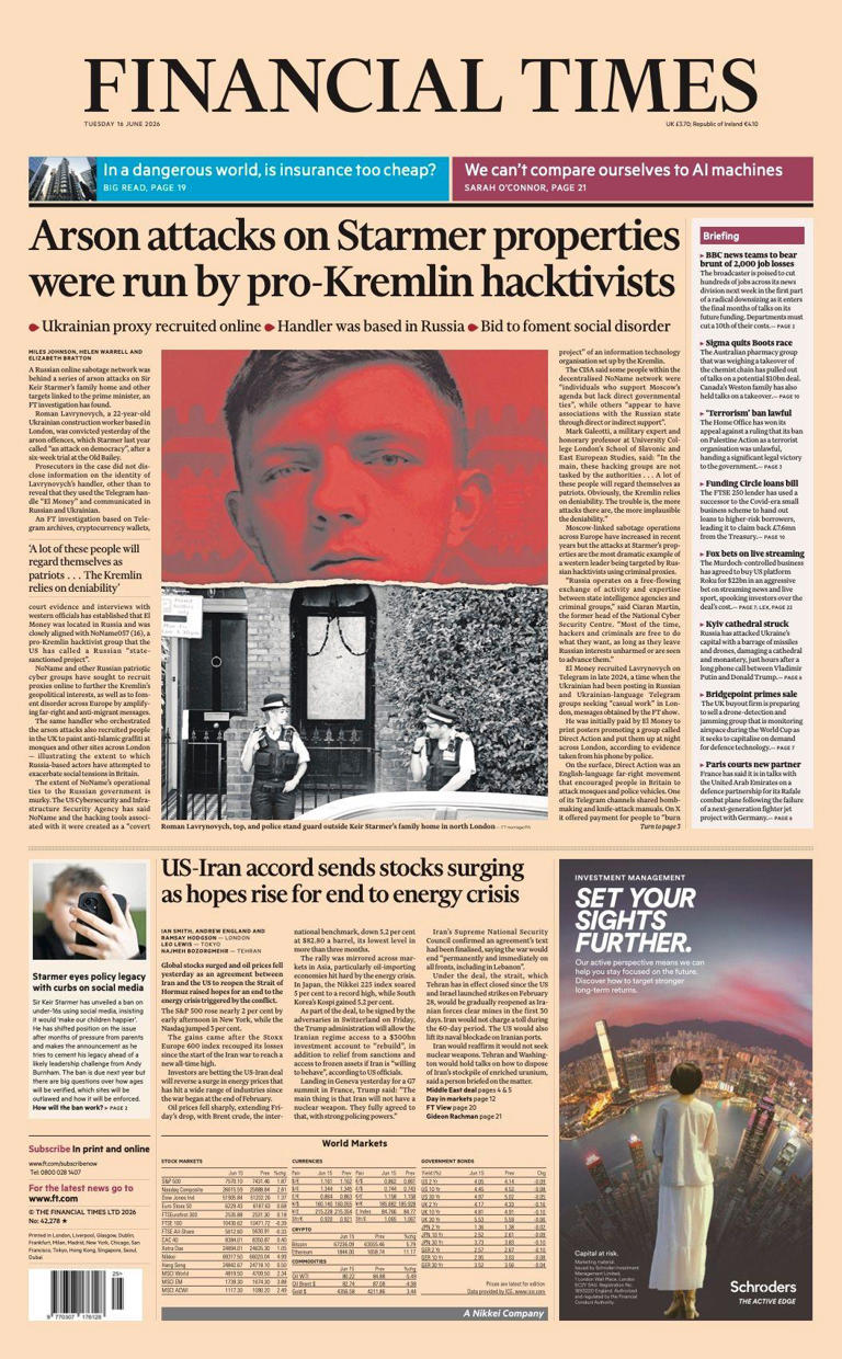 'Social media firms hit back' and 'Arson attack on Starmer linked to ...