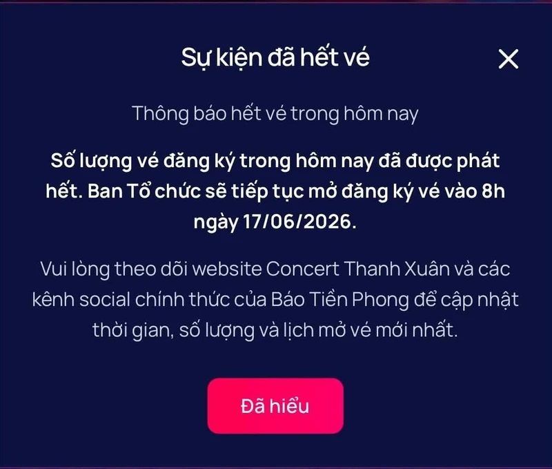 Concert Thanh xuân phát hành vé đợt hai vào sáng 17/6