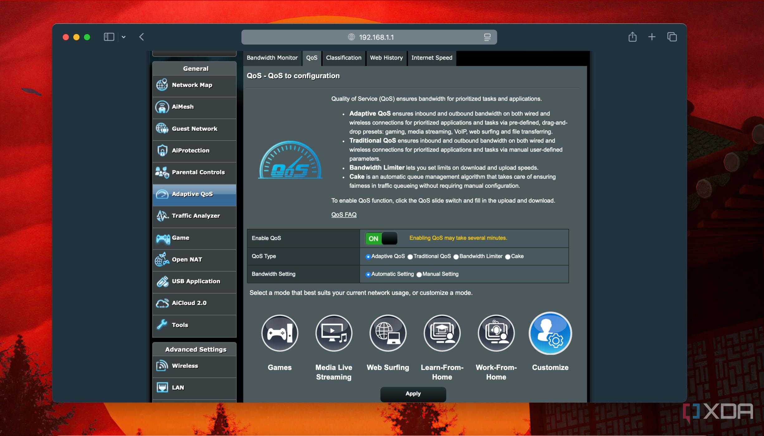 Automatic QoS Setting in ASUS router