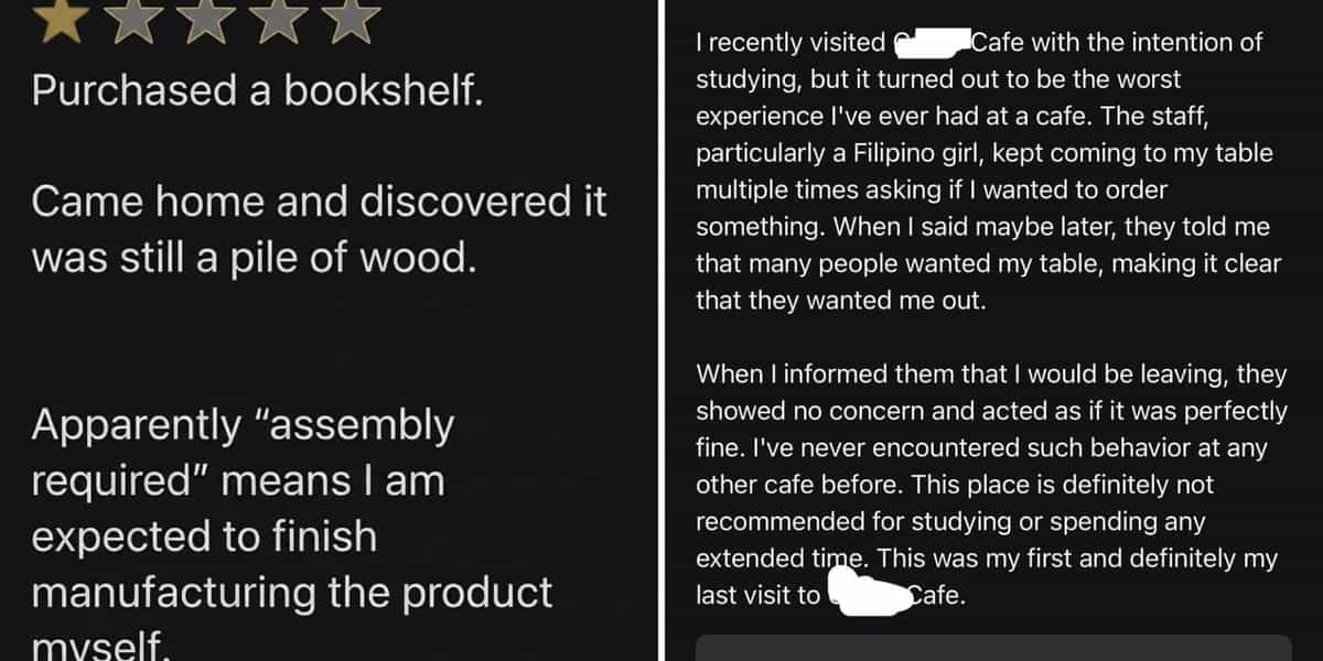 Entitled customer reviews