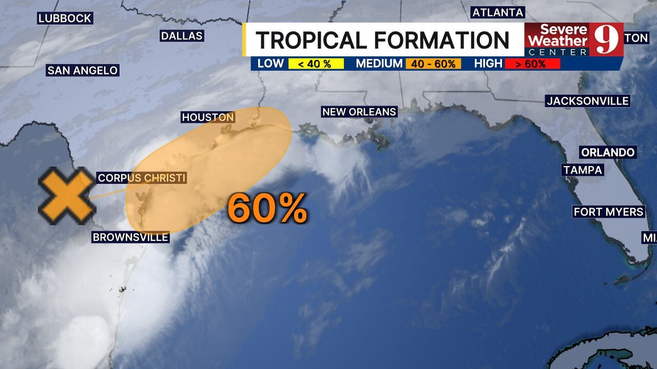 Tropical disturbance near Gulf has 60% chance of development