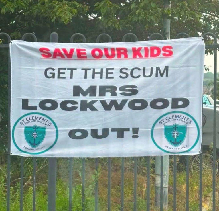 banner-put-up-outside-st-clement-s-primary-school-in-leysdown-road