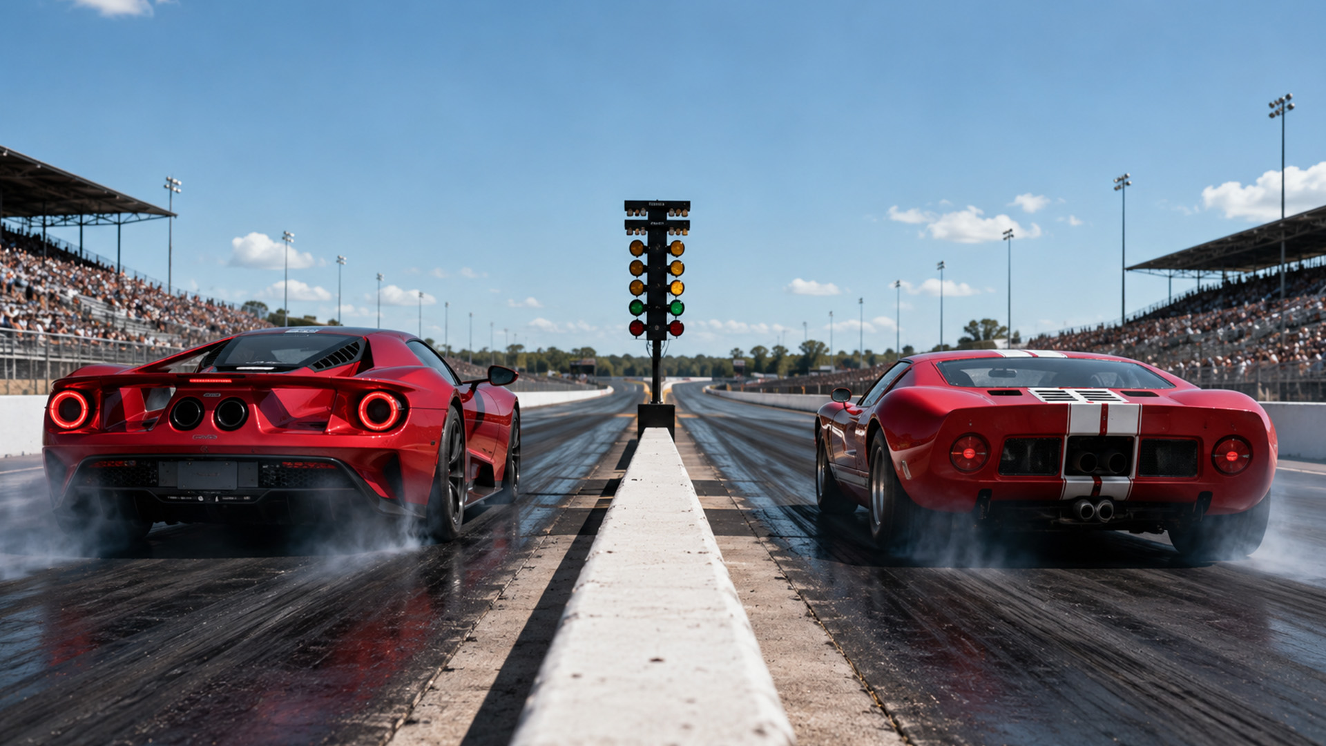 Old Ford GT faces new Ford GT in drag race