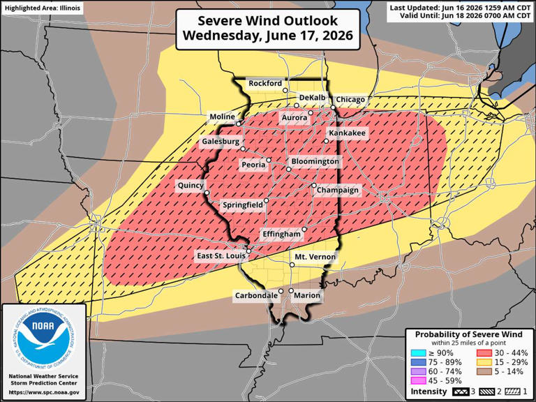 Illinois faces moderate risk of severe storms, strong tornadoes tomorrow