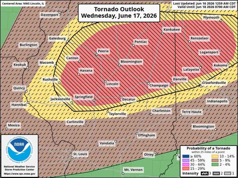 Illinois faces moderate risk of severe storms, strong tornadoes tomorrow