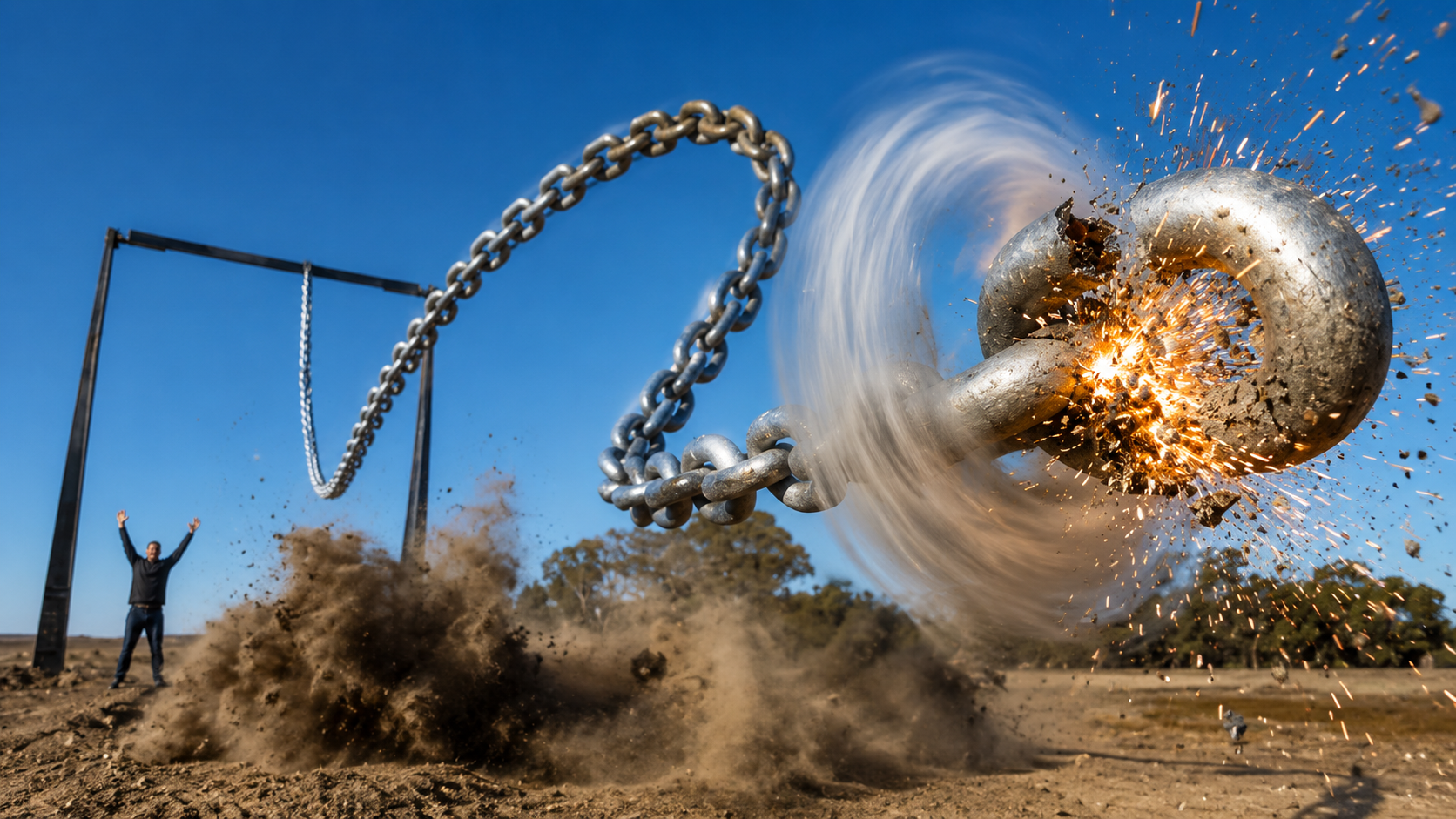Watch what happens when the world's biggest chain whip hits the target