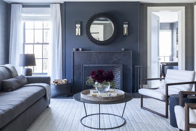 blue living room in Modern farmhouse