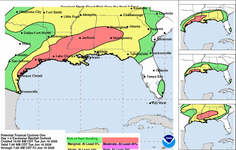 Tropical storm watch issued as Louisiana faces flooding rain for days