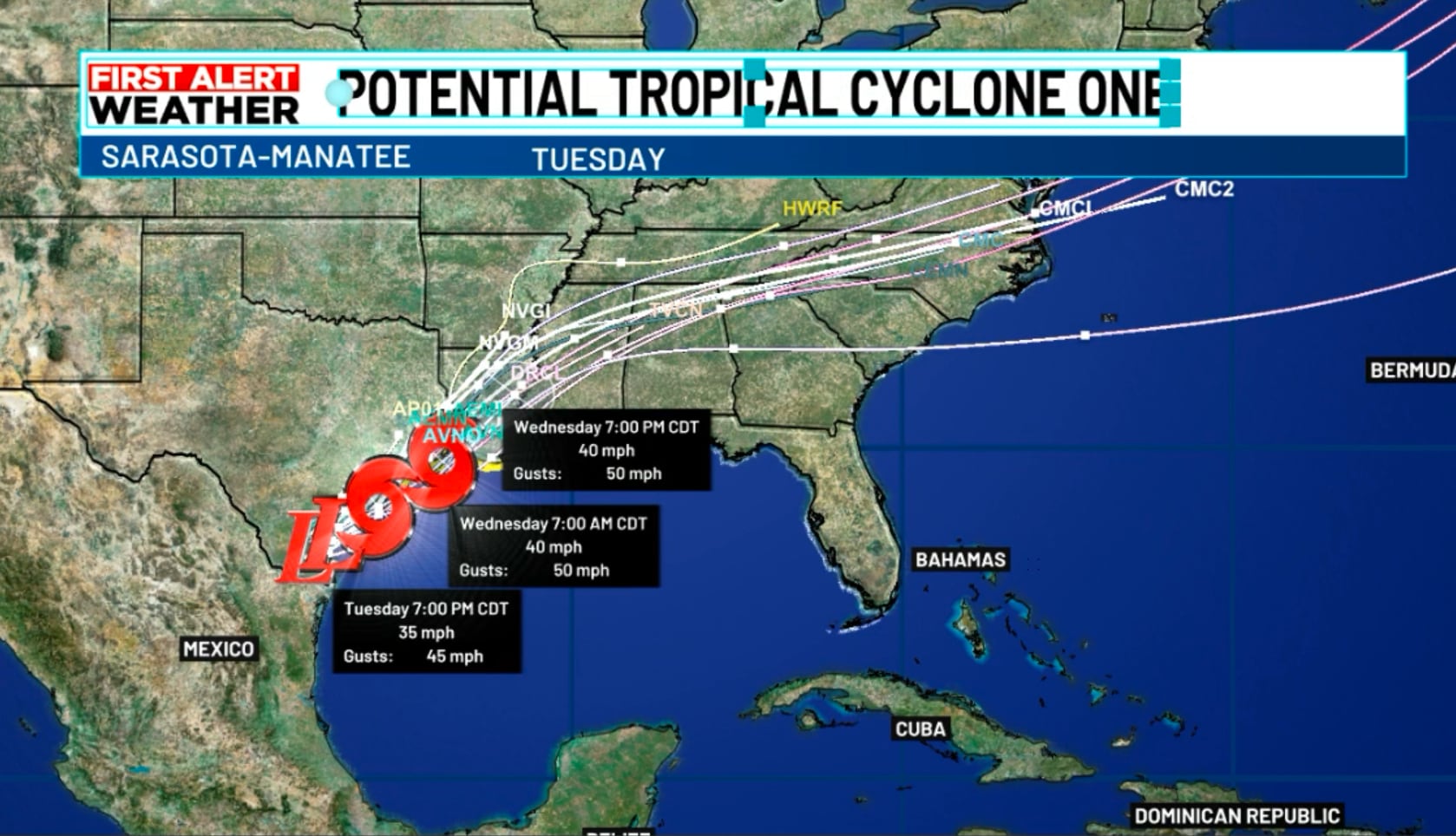 Potential tropical cyclone one forms