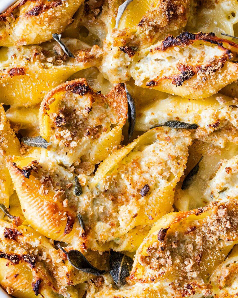 These ricotta and cauliflower stuffed shells feel indulgent and festive