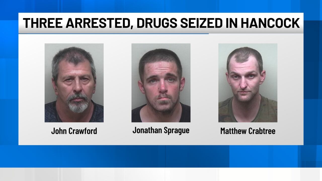 Three arrested after months-long drug trafficking investigation in Hancock