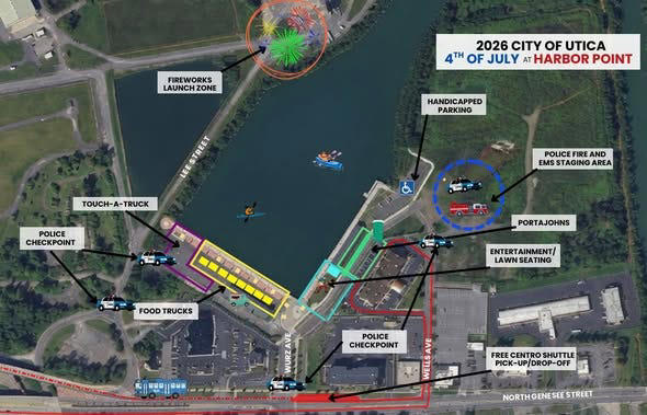 City of Utica posts July 4 coded maps for Harbor Point party, fireworks