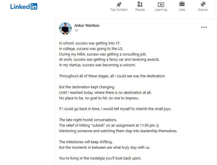 Ankur Warikoo shares note on success a month after closing Rs 100 crore ...