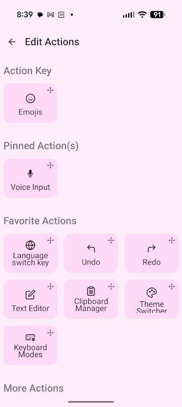 FUTO Actions allows you to change the Actions key, directly to the left of the spacebar. Jack Wallen/ZDNET