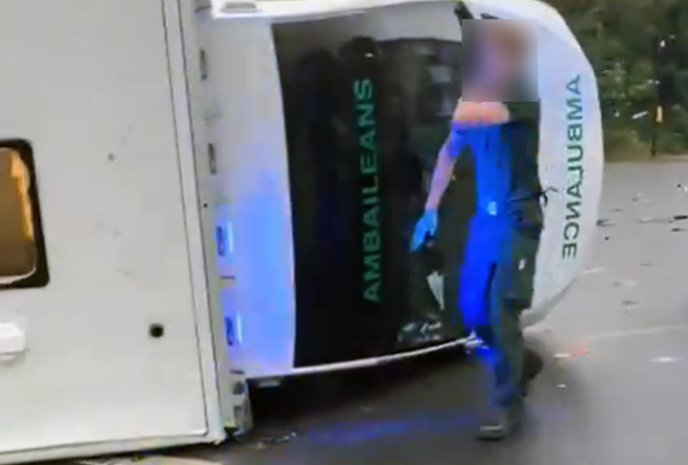 Patient dies and three people injured after ambulance and car crash