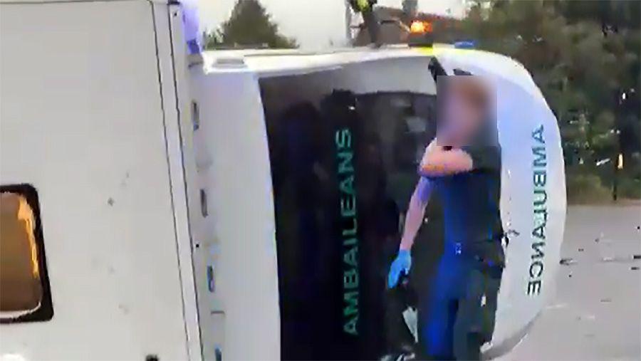 Patient dies and three people injured after ambulance and car crash