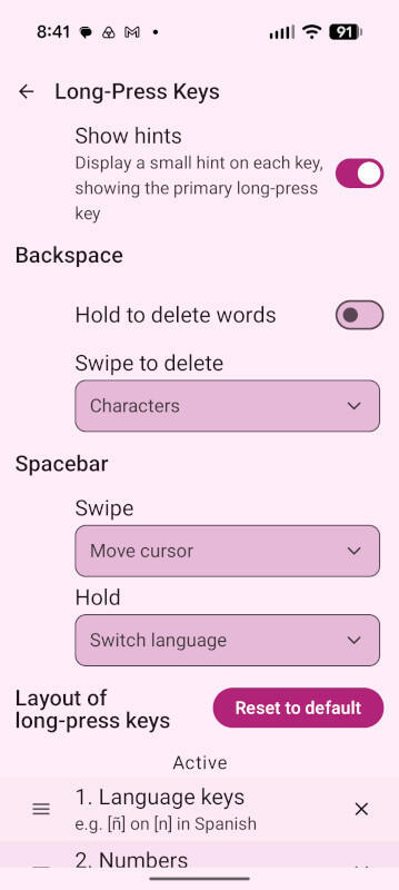 You can customize swiping and long-press actions as well. Jack Wallen/ZDNET