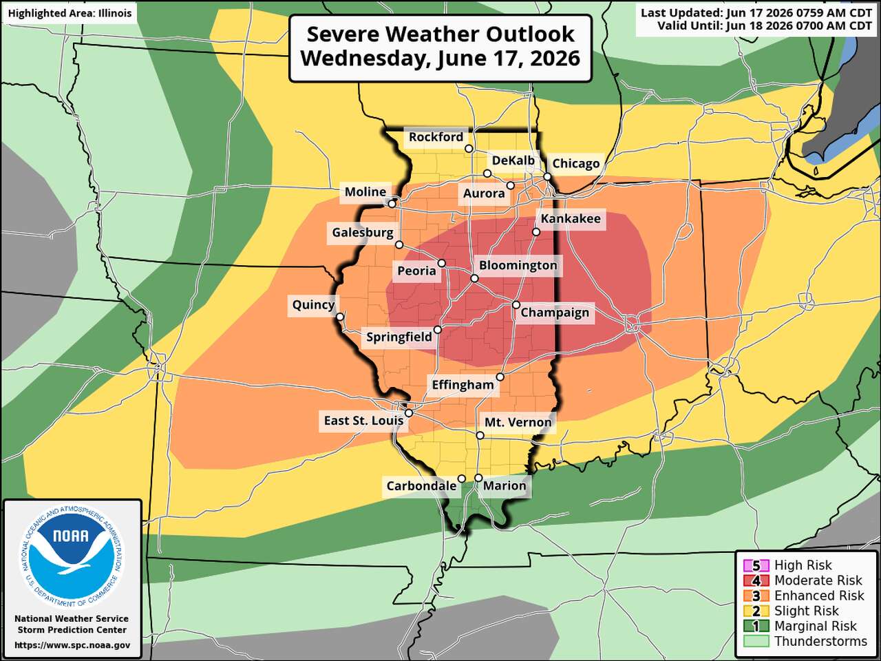 Live updates: Latest warnings as severe weather impacts Central Illinois