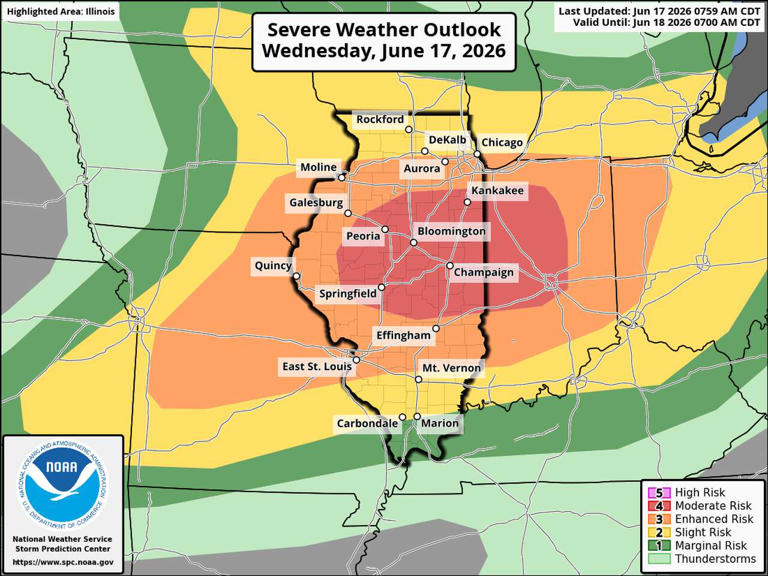 Live updates: Latest warnings as severe weather impacts Central Illinois