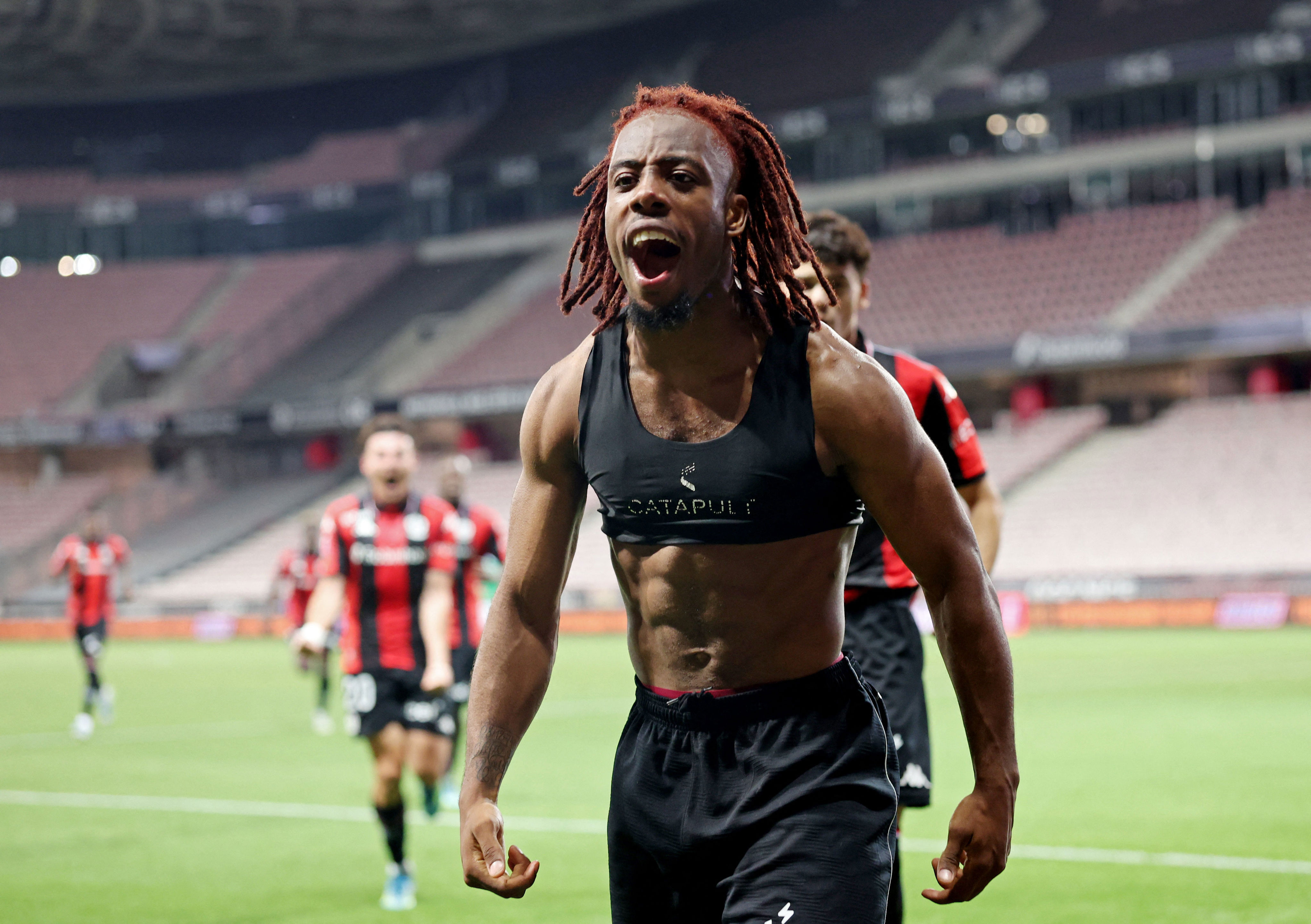 Wahi, 23, scored twice to help Nice stay in Ligue 1 on 29 May. Later that day, he was arrested by French police (Reuters)