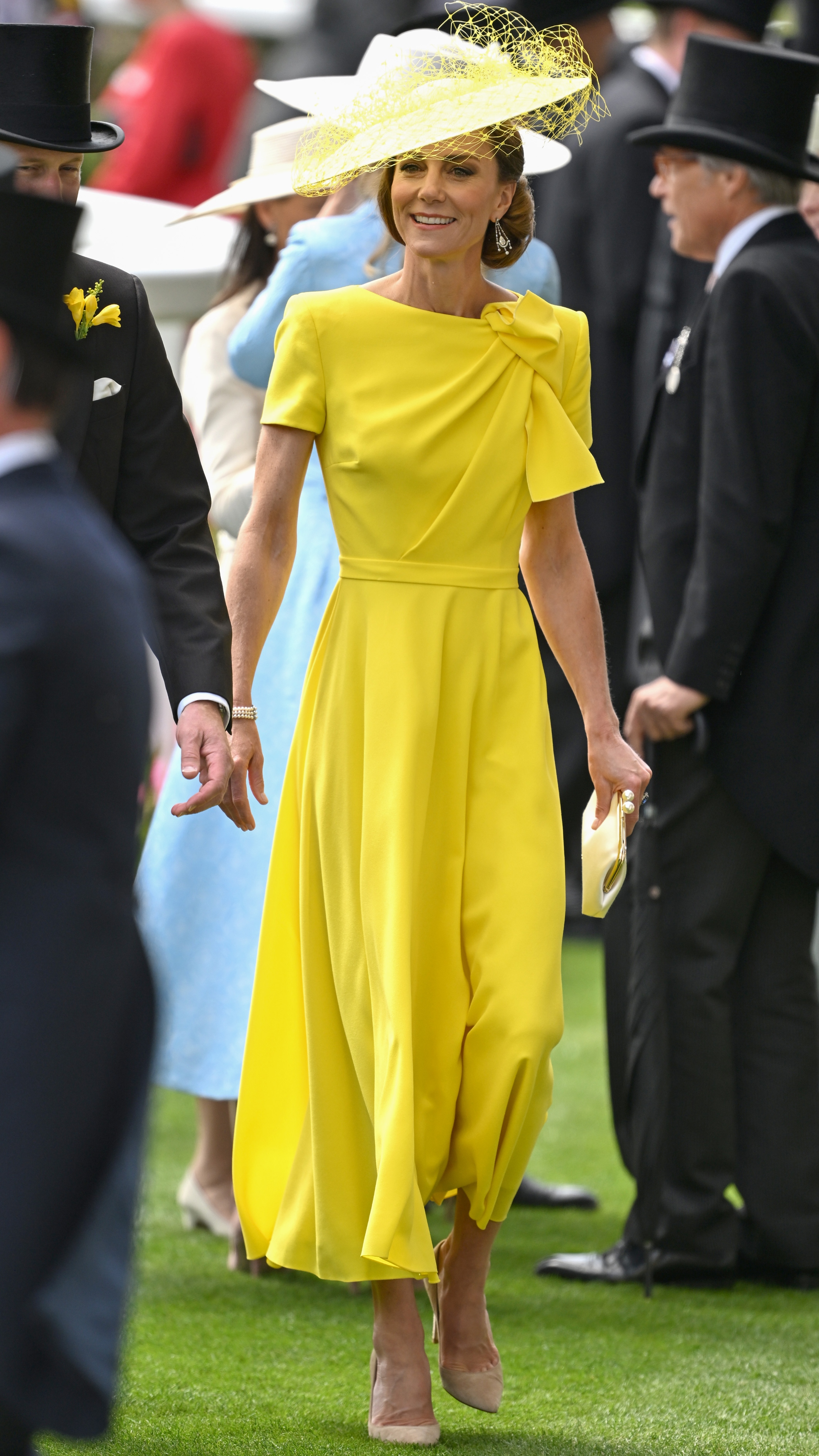 carole middleton fashion ascot dress Carole Middleton's take on butter yellow with lace ME+EM dress